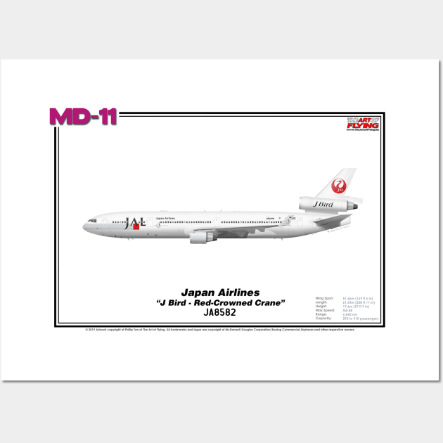 McDonnell Douglas MD-11 - Japan Airlines "J Bird - Red-Crowned Crane" (Art Print) Wall Art by TheArtofFlying